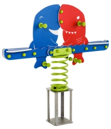 Качалка на пружине Shark twins для детской площадки - Крепление для бетонирования, фото 1 Качалка на пружине Shark twins для детской площадки - Крепление для бетонирования, фото 1