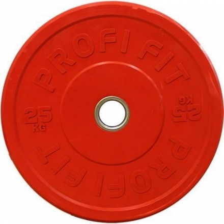 Диск для штанги каучуковый, красный, PROFI-FIT D-51, 25 кг, фото 1