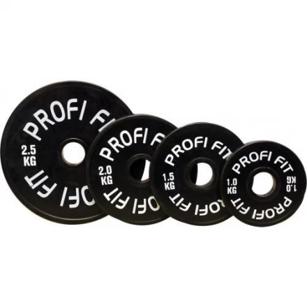Диск для штанги каучуковый, черный, PROFI-FIT D-51, 1,0 кг, фото 2