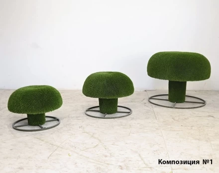 Топиари композиция грибы Сыроежки, набор №1 - газон Deluxe, фото 1