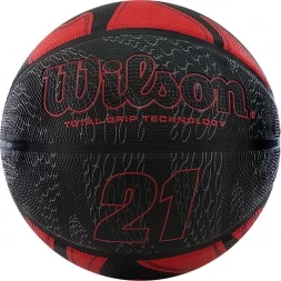Мяч баск. WILSON 21 Series,  арт.WTB2103XB07, р.7,резина, бутил. кам.,нейлон. корд, красн-чер-сереб, фото 1
