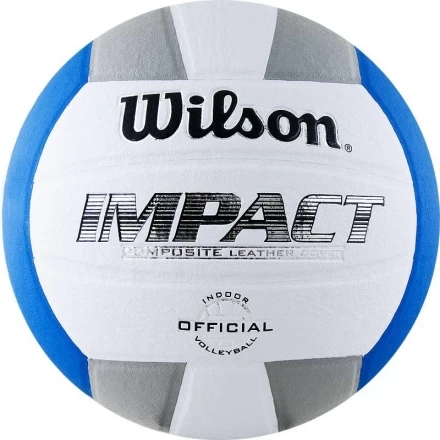 Мяч волейбольный &quot;Wilson Impact&quot;, размер 5, синт.кожа (композит), бело-сине-серый, фото 1