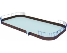 Хоккейная коробка из фанеры с высокими сетчатыми бортами, ограждение за воротами, размер 20x40 м Хоккейная коробка из фанеры с высокими сетчатыми бортами, ограждение за воротами, размер 20x40 м