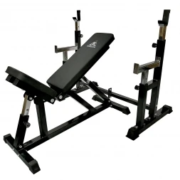 Скамья со стойками под штангу DFC DZ005ABB (чёрный, два короба), фото 2 Скамья со стойками под штангу DFC DZ005ABB (чёрный, два короба), фото 2