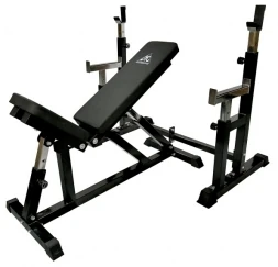 Скамья со стойками под штангу DFC DZ005ABB (чёрный, два короба), фото 1 Скамья со стойками под штангу DFC DZ005ABB (чёрный, два короба), фото 1