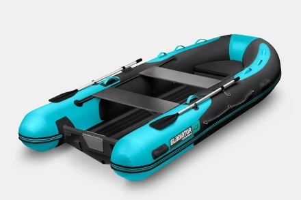 Gladiator RIB 420 AL Черно-бирюзовый моторная лодка ПВХ Жесткое дно (морской алюминий), киль, фото 2