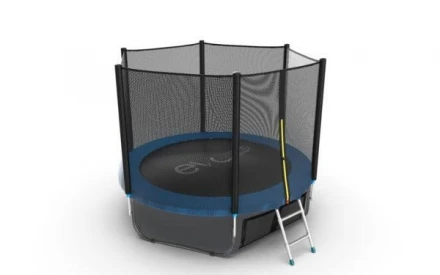 Батут с внешней сеткой и лестницей, диаметр 8ft (синий) + нижняя сеть, фото 3