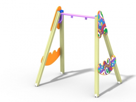 ДИО 1.085 Деревянные качели малые Граффити (подвес в комплект не входит), фото 1