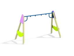 ДИО 1.10 Деревянные качели двойные (подвесы в комплект не входит), фото 3