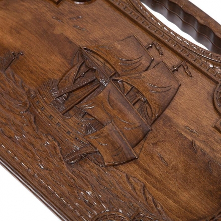 Нарды резные "Корабль-2" с ручкой 60, Haleyan, фото 1