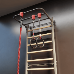 Шведская стенка Rock-s со скалодромом и пространственной сетью черная, фото 2