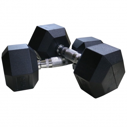 ГЕКСАГОНАЛЬНЫЕ ОБРЕЗИНЕННЫЕ ГАНТЕЛИ DFC DB001-37.5 37.5кг (пара) , фото 2