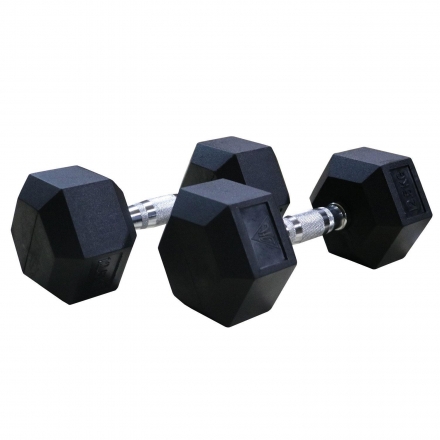 ГЕКСАГОНАЛЬНЫЕ ОБРЕЗИНЕННЫЕ ГАНТЕЛИ DFC DB001-37.5 37.5кг (пара) , фото 3