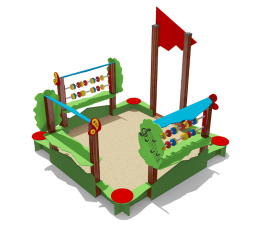 Песочница ВСТ 5658 со спойлерами и счетами для детской площадки, фото 2 Песочница ВСТ 5658 со спойлерами и счетами для детской площадки, фото 2