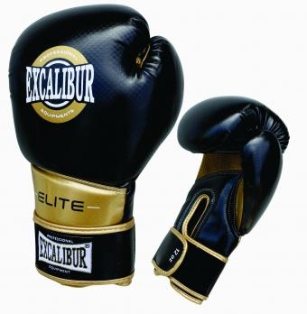 Перчатки боксерские Excalibur 8008-04 Carbon Black/Gold PU, фото 1