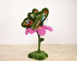 Топиари композиция бабочка Тара на розовом цветке - газон Eco+Deluxe, фото 3