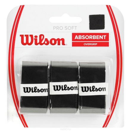 Овергрип Wilson Pro Soft Overgrip, арт. WRZ4040BK, 0,5 мм, размер 2,5см*120см,3 шт, черный, фото 1