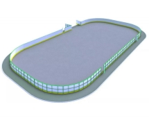 Хоккейная коробка из стеклопластика толщиной 5 мм, с обычными бортами, без ограждения из сетки, размер 30x60 м