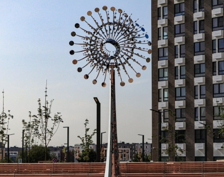 Скульптура из нержавеющей стали Пульсар Стандартный размер, 8-гранное конусовидное основание из нержавеющей стали, фото 7