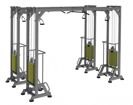 Тренажер блочный реабилитационный сдвоенный кроссовер (аналог МТБ) стеки по 80 кг  ТРБ-4-80 , фото 1