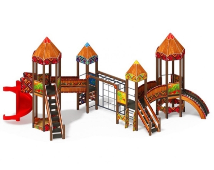 Детская игровая площадка Карандаши ДИК 2.26.06-01.С Н=1200, Н=2000 (Винтовой скат), фото 1