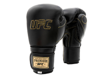 (UFC Премиальные тренировочные перчатки на липучке чёрные - 12 Oz)