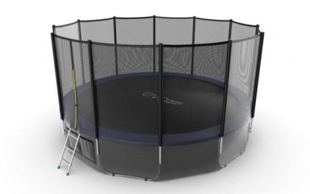 Батут с внешней сеткой и лестницей, диаметр 16ft (синий) + нижняя сеть, фото 3