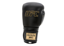(UFC Премиальные тренировочные перчатки на липучке чёрные - 14 Oz)