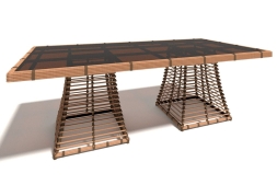 Стол 110х220 обычное стекло &quot;Бамбук&quot;