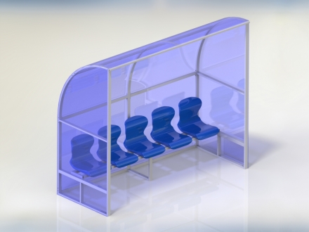 Скамейка для запасных игроков (5 мест, боковины закрыты) СТ-166, фото 1