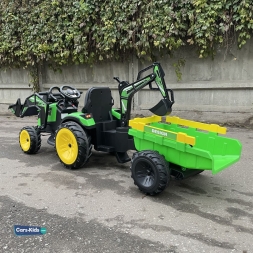 Электромобиль экскаватор-погрузчик A777MP зеленый, фото 7