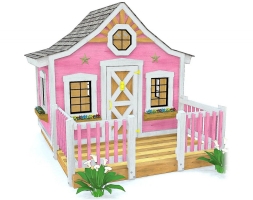 Розовый игровой домик TORUDA WOOD Коттедж 2 с крыльцом, фото 1 Розовый игровой домик TORUDA WOOD Коттедж 2 с крыльцом, фото 1