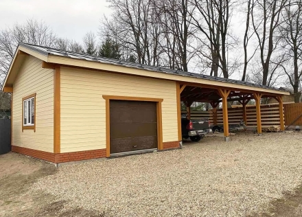 Навес для трех авто с хозблоком БАЛТИЯ Несущий каркас, фото 1