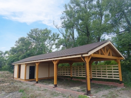 Навес для трех авто с хозблоком БАЛТИЯ Несущий каркас, фото 9