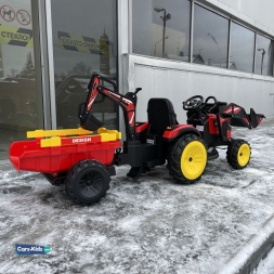 Электромобиль экскаватор-погрузчик A777MP красный, фото 3