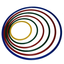 Комплект плоских пластиковых обручей из 6шт разных цветов и размеров Комплект плоских пластиковых обручей из 6шт разных цветов и размеров