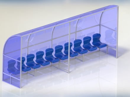 Скамейка для запасных игроков (10 мест, боковины закрыты) СТ-169, фото 1