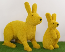 Топиари композиция заяц большой Чики и зайчик Бари - газон Есо, цветной, фото 2