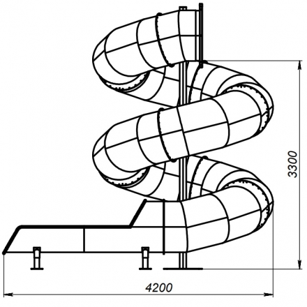 Скат спиральной горки с туннелем из нержавеющей стали, фото 2