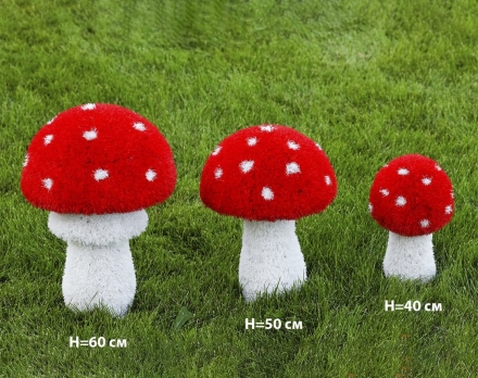 Топиари гриб Мухоморчик, h=60 см - газон Eco, фото 1
