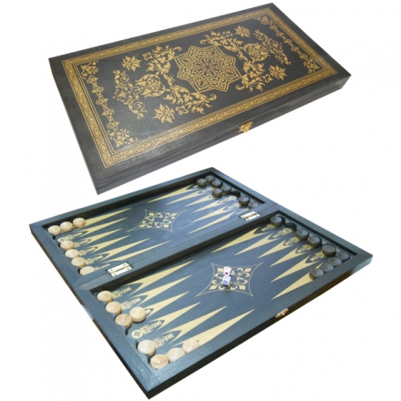 Нарды средние 500х250мм тонированные Черные рисунок Золото, фото 1