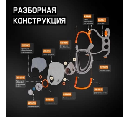Защитная полнолицевая маска с антивандальным хим.стойким покрытием , размер M, 4 шт Jeta Safety 6950-box-M, фото 9