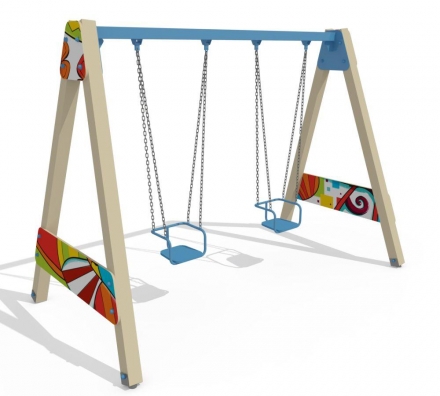 Качели 2-х секционные на стойках, паттерн &quot;Фэнтази&quot; КЧ028.02.02.17, фото 1