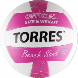 СЦ*Мяч вол. пляжн. "TORRES Beach Sand Pink" арт.V30085B, р.5, синт.кожа (ТПУ),маш.сш,бут.кам,роз, фото 1