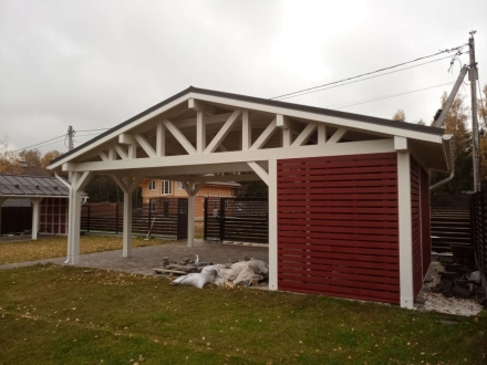 Навес на 2 машины с хозблоком ВЕКШИНО Премиум комплектация, фото 2