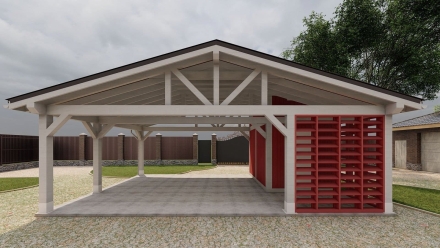 Навес на 2 машины с хозблоком ВЕКШИНО Премиум комплектация, фото 3