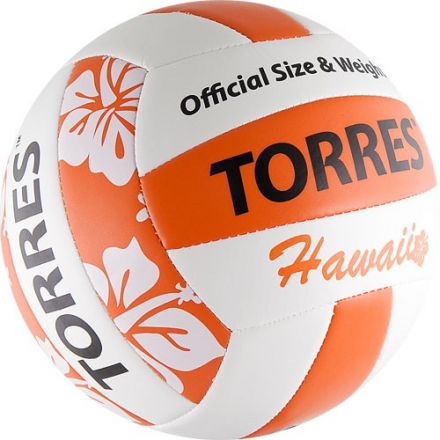 СЦ*Мяч вол. пляжн. "TORRES Hawaii" арт.V30075B, р.5, синт.кожа (ТПУ), маш. сш, бут.кам, бело-оранж, фото 2
