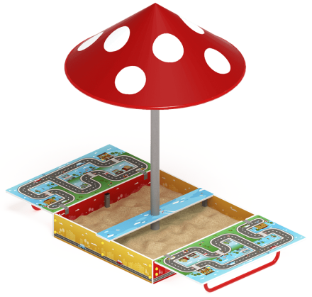 Песочница с крышкой средняя и навесом Грибок (Игра) - ИО 5.01.10-02, фото 1