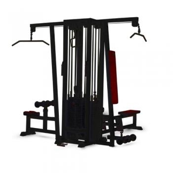 4-х позиционная станция с одинарной блочной рамкой (грузоблок) чёрный Barbell МВ 3.16.1 , фото 1
