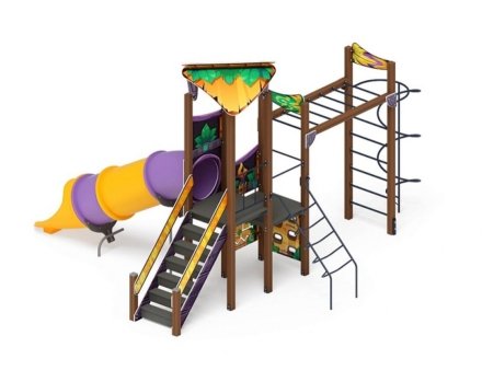 Детская игровая площадка Волшебный город Майя ДИК 2.19.04-01 Н=1500 горка труба, фото 2